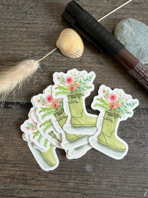 Stickers représentant une botte fleurie